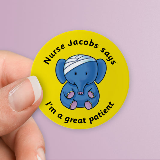35 Personalised Elephant Nurse Stickers - 37mm