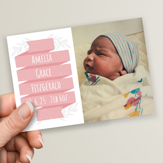 Upload Your Own Image Banner Postcard - New Baby - A6