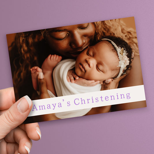 Upload Your Own Image with Text Band Postcard - New Baby - A6