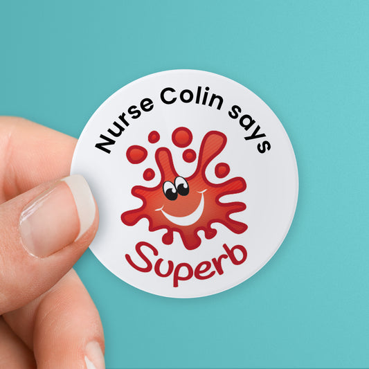 35 Personalised Jellybean Scented Splash Stickers - Nurse - 37mm