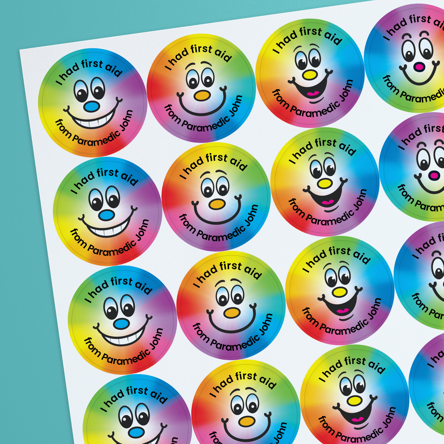 35 Personalised Sweet Shop Scented Rainbow Smile Stickers - Paramedic - 37mm