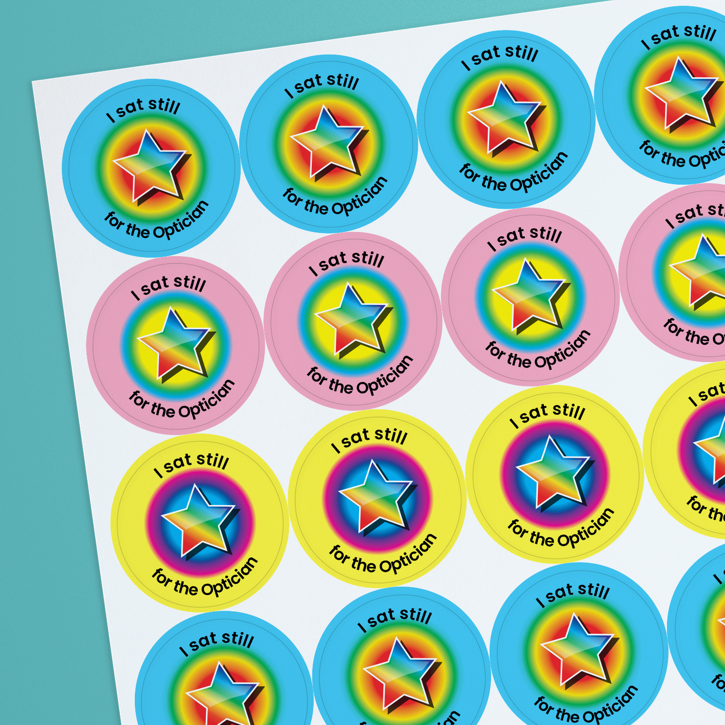 35 Personalised Sherbet Scented Rainbow Star Stickers - Nurse - 37mm