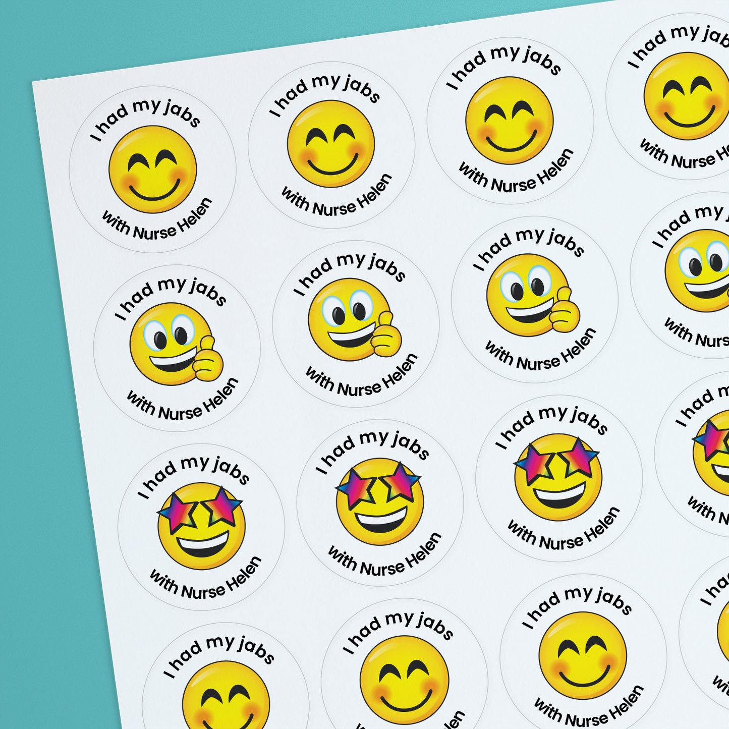 35 Personalised Bubblegum Scented Emoji Stickers - Nurse - 37mm