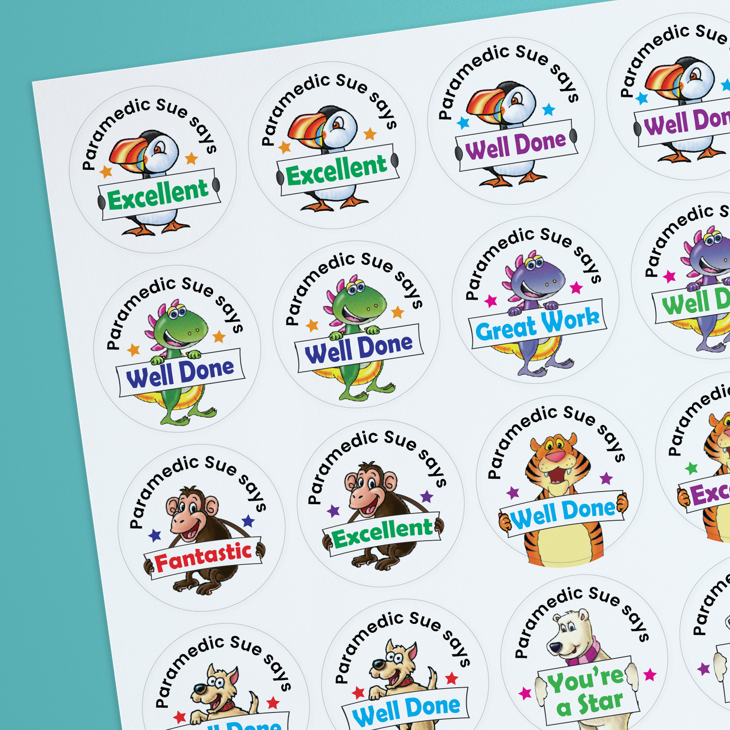 35 Personalised Bubblegum Scented Character Stickers - Dentist - 37mm
