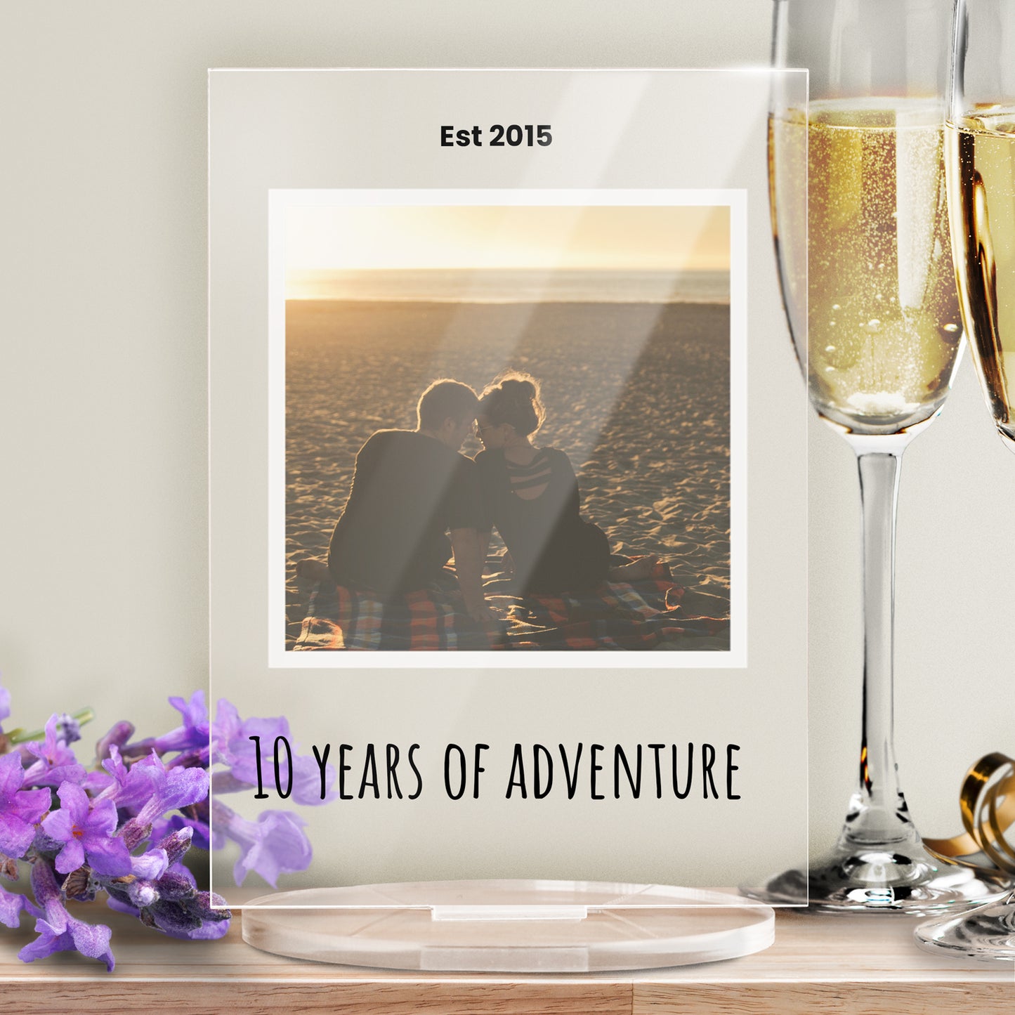 Personalised Square Photo Upload Plaque - Engagement - 140mm X 100mm