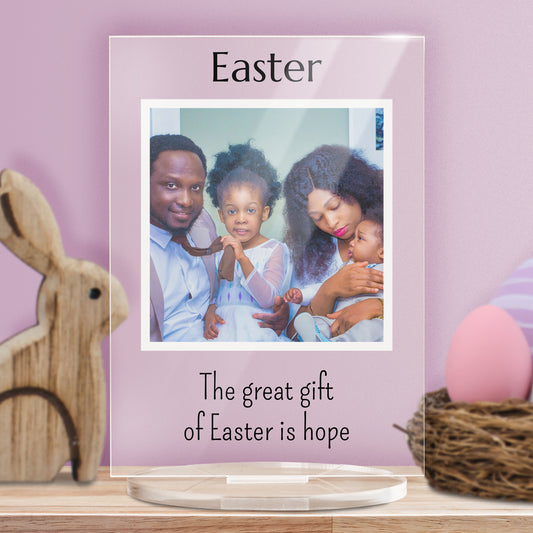 Personalised Square Photo Upload Plaque - Easter - 140mm X 100mm