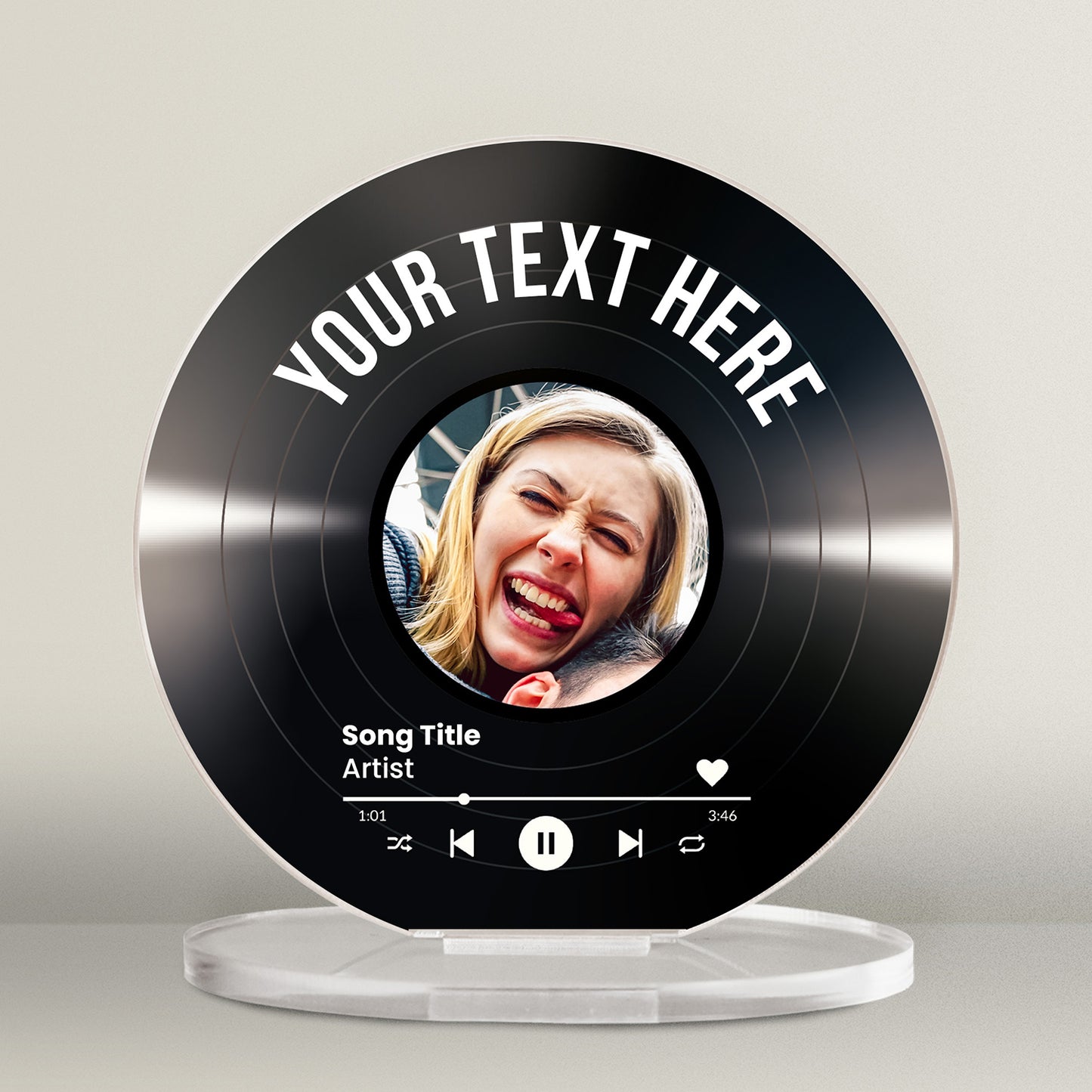 Personalised Upload Vinyl Music Circle Plaque - Valentine's Day - 100mm