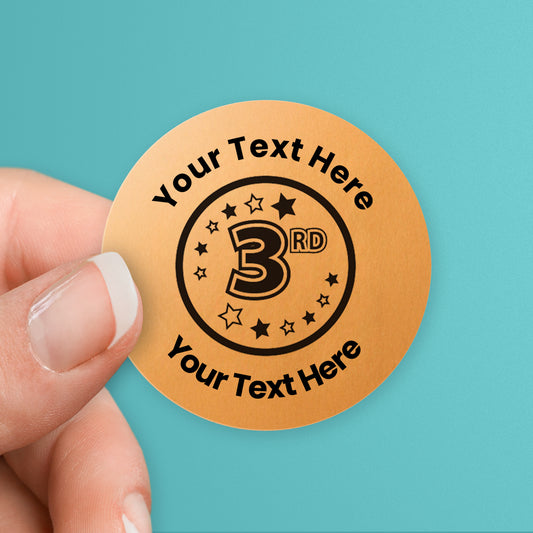 Personalised Metallic Bronze 3rd Stickers - 37mm