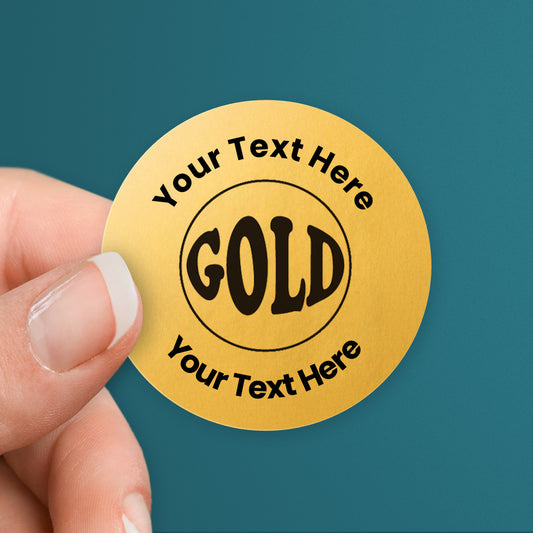 Personalised Metallic Gold Stickers - 37mm
