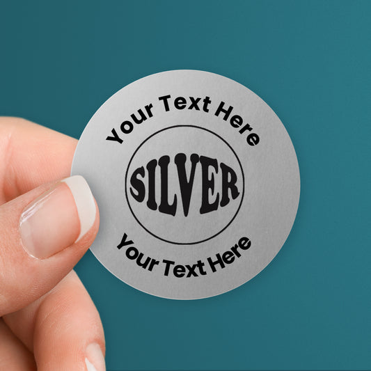 Personalised Metallic Silver Stickers - 37mm