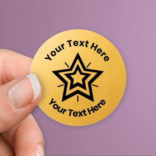Personalised Metallic Gold Star Stickers - 37mm