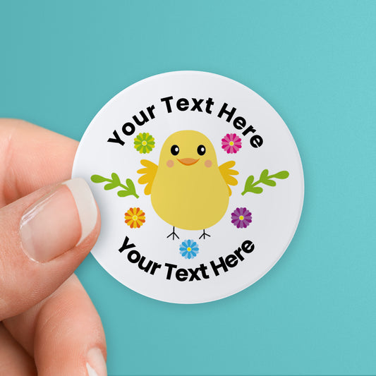 35 Personalised Easter Chick Stickers - 37mm