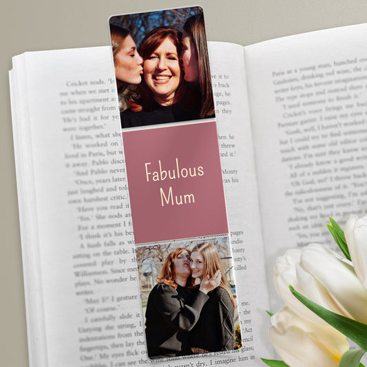 Personalised 2 Photo Upload with Text Acrylic Bookmark - Mother's Day - 50mm x 180mm