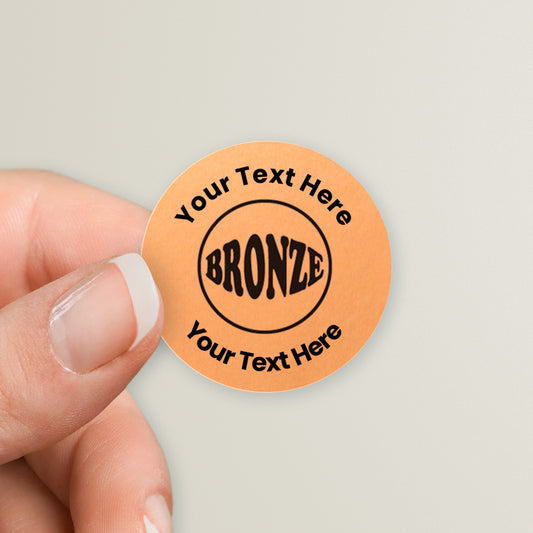 70 Personalised Metallic Bronze Stickers - 25mm