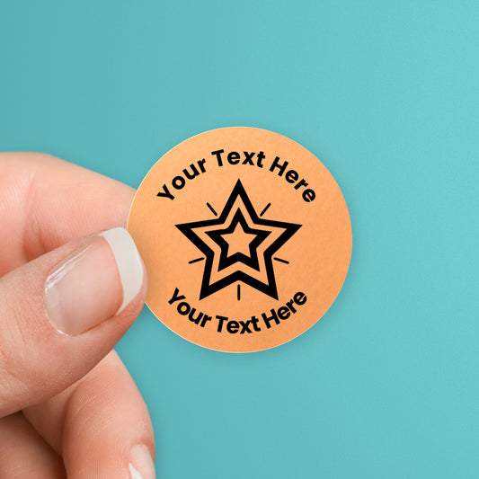 70 Personalised Metallic Bronze Star Stickers - 25mm