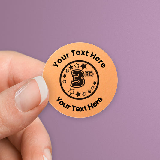 Personalised Metallic Bronze 3rd Stickers - 25mm