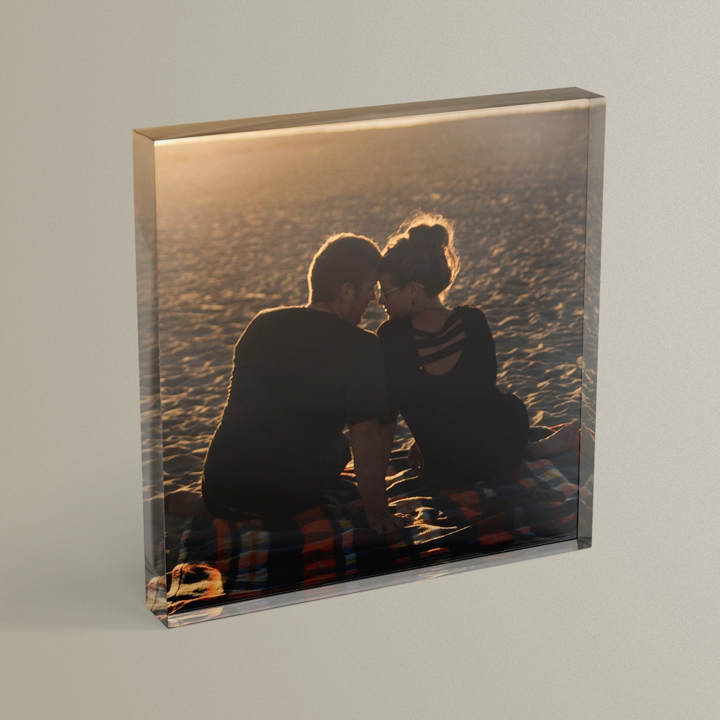 Personalised Photo Upload Anniversary Freestanding Block/Coaster - 100 x 100mm Square