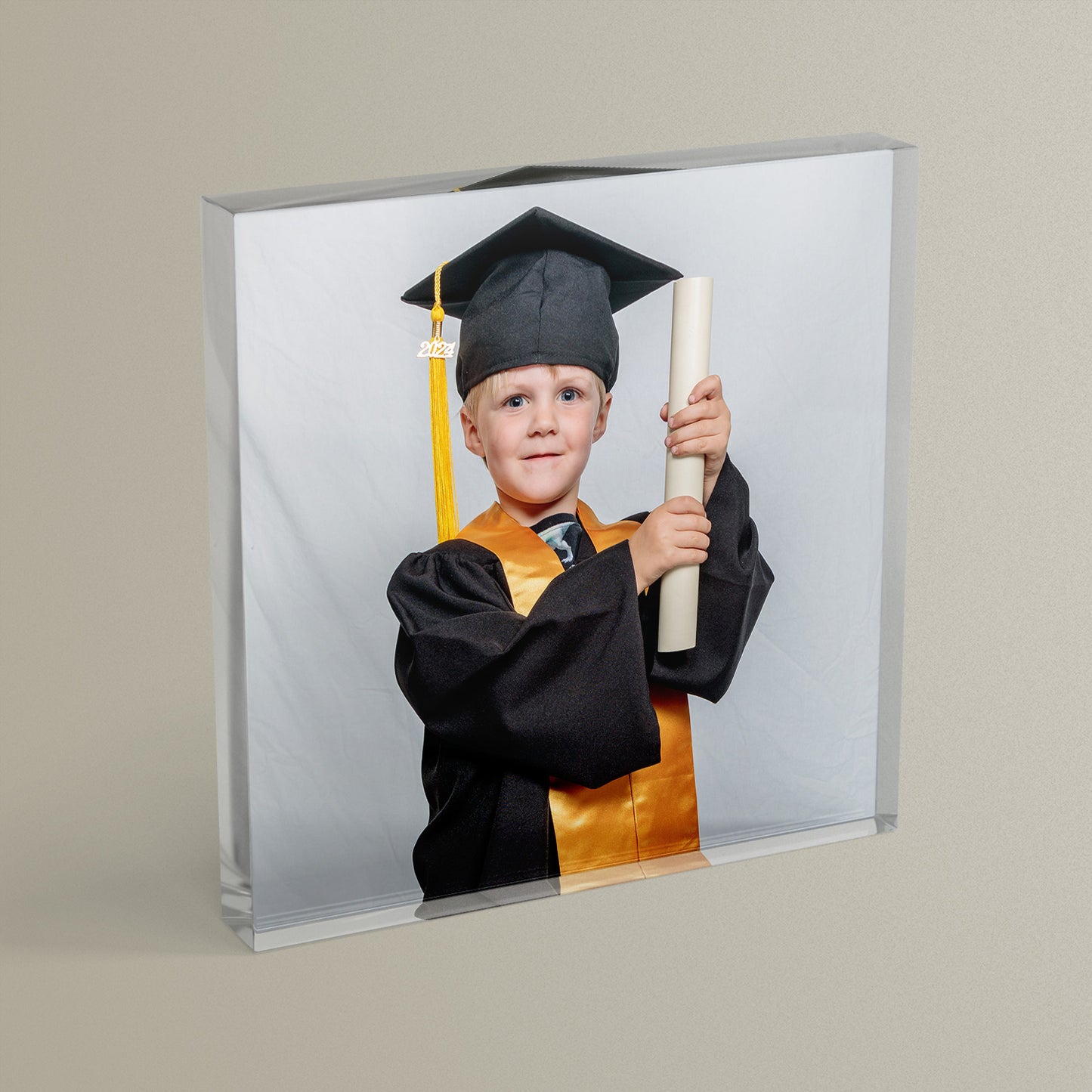 Personalised Photo Upload Anniversary Freestanding Block/Coaster - 100 x 100mm Square