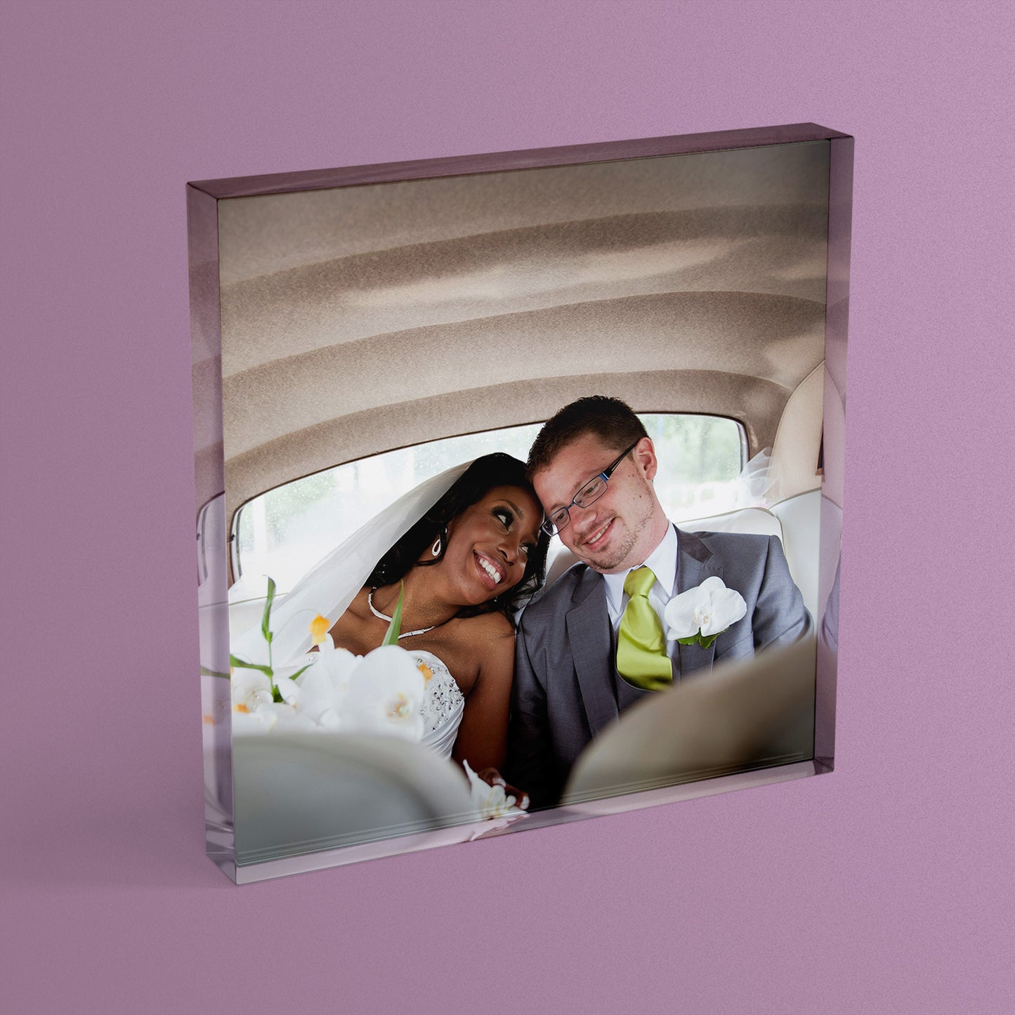 Personalised Photo Upload Anniversary Freestanding Block/Coaster - 100 x 100mm Square