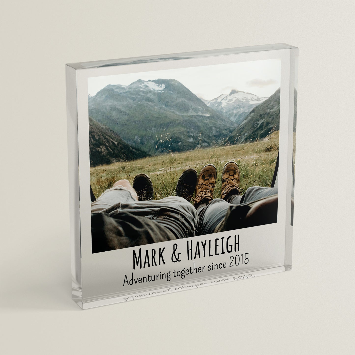 Personalised Polaroid Photo Upload Freestanding Block/Coaster - Wedding - 100mm x 100mm Square
