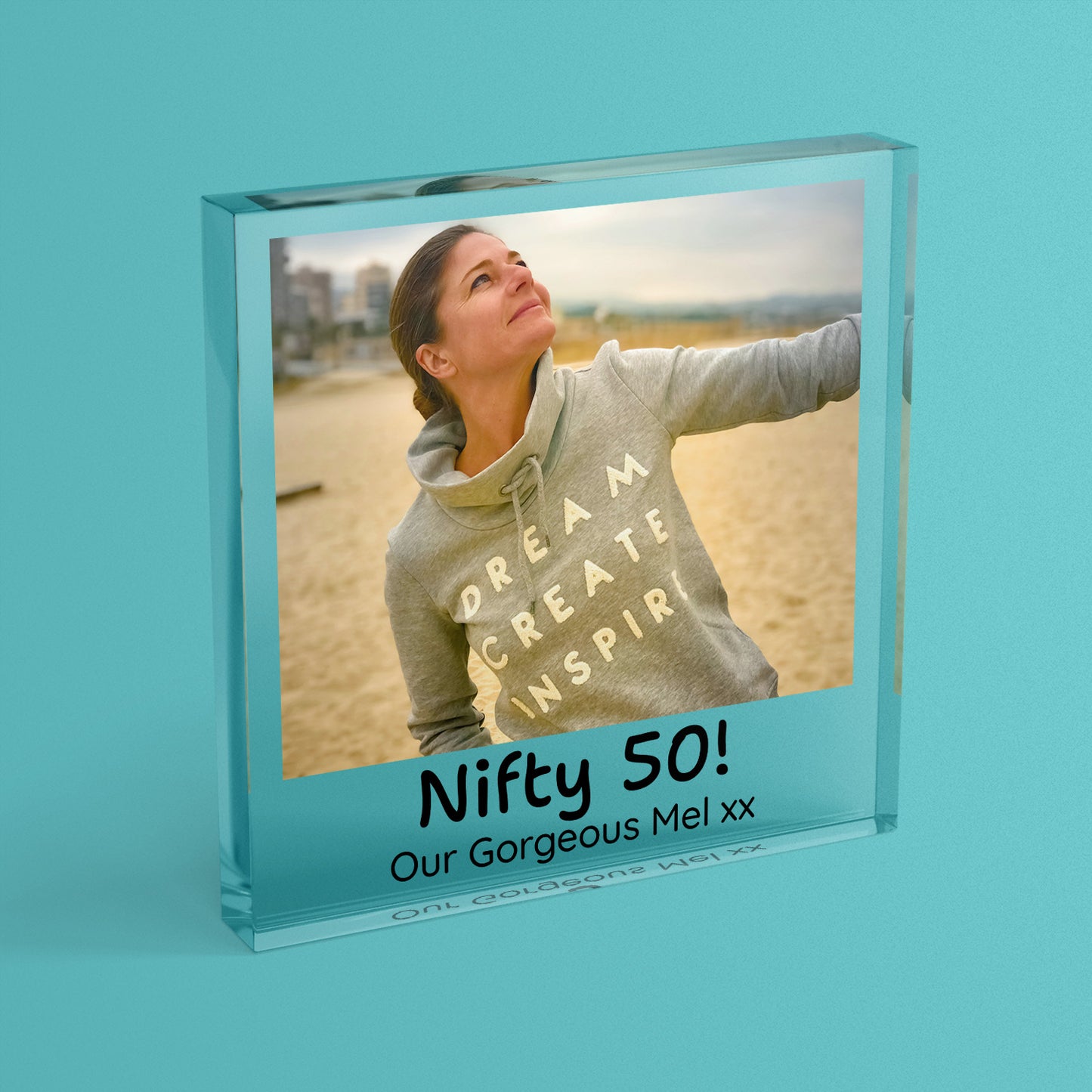 Personalised Polaroid Photo Upload Freestanding Block/Coaster - Wedding - 100mm x 100mm Square