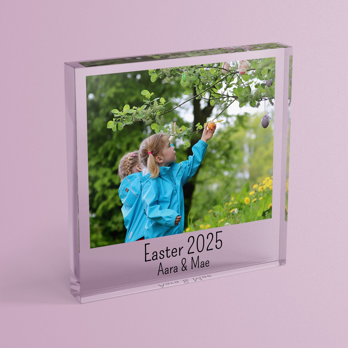 Personalised Polaroid Photo Upload Freestanding Block/Coaster - Wedding - 100mm x 100mm Square
