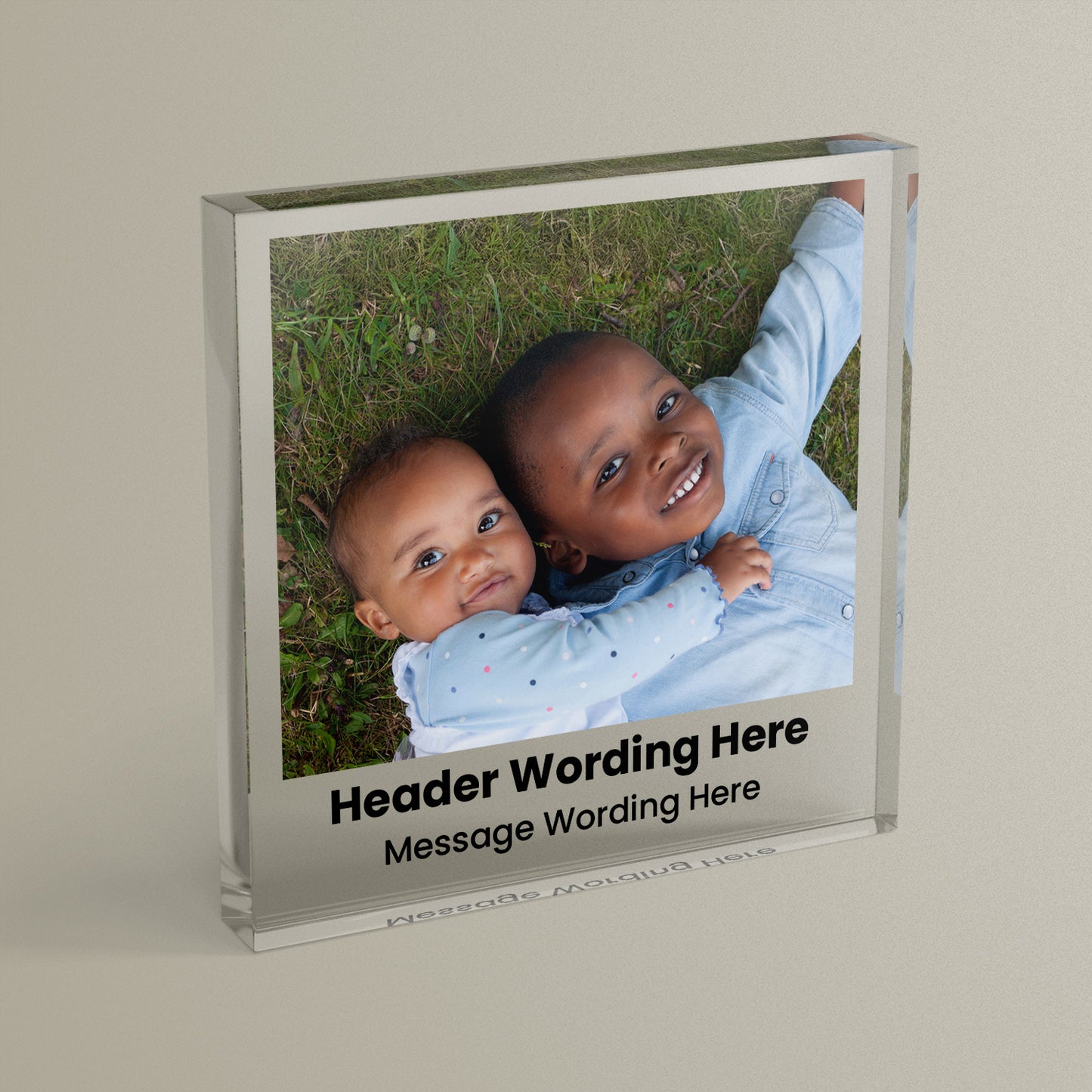 Personalised Polaroid Photo Upload Freestanding Block/Coaster - Wedding - 100mm x 100mm Square