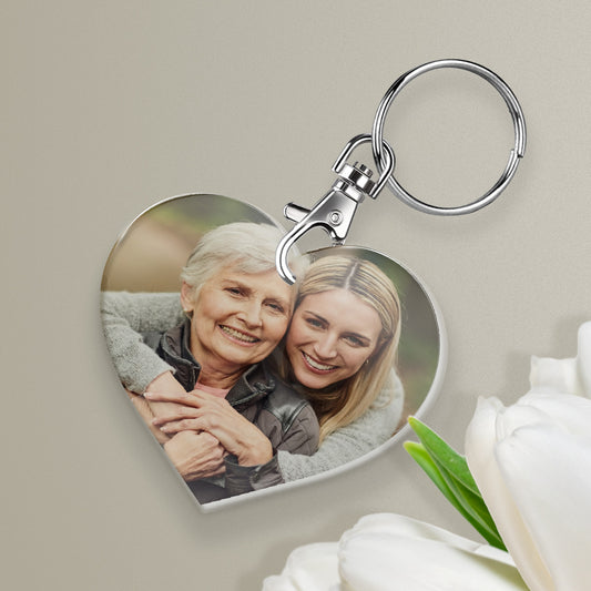 Personalised Heart Shaped Photo Upload Keyring - Mother's Day - 60mm