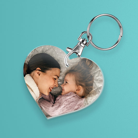 Personalised Heart Shaped Photo Upload Keyring - 60mm