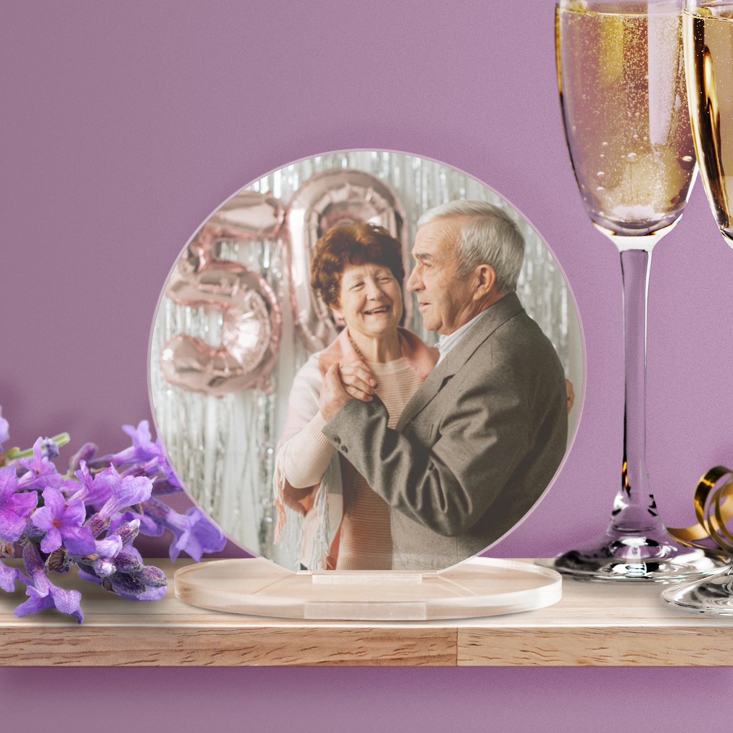 Personalised Full Photo Upload Circle Plaque - Engagement Gift - 100mm