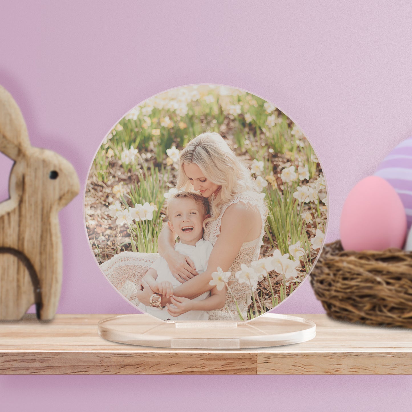 Personalised Full Photo Upload Circle Plaque - Engagement Gift - 100mm