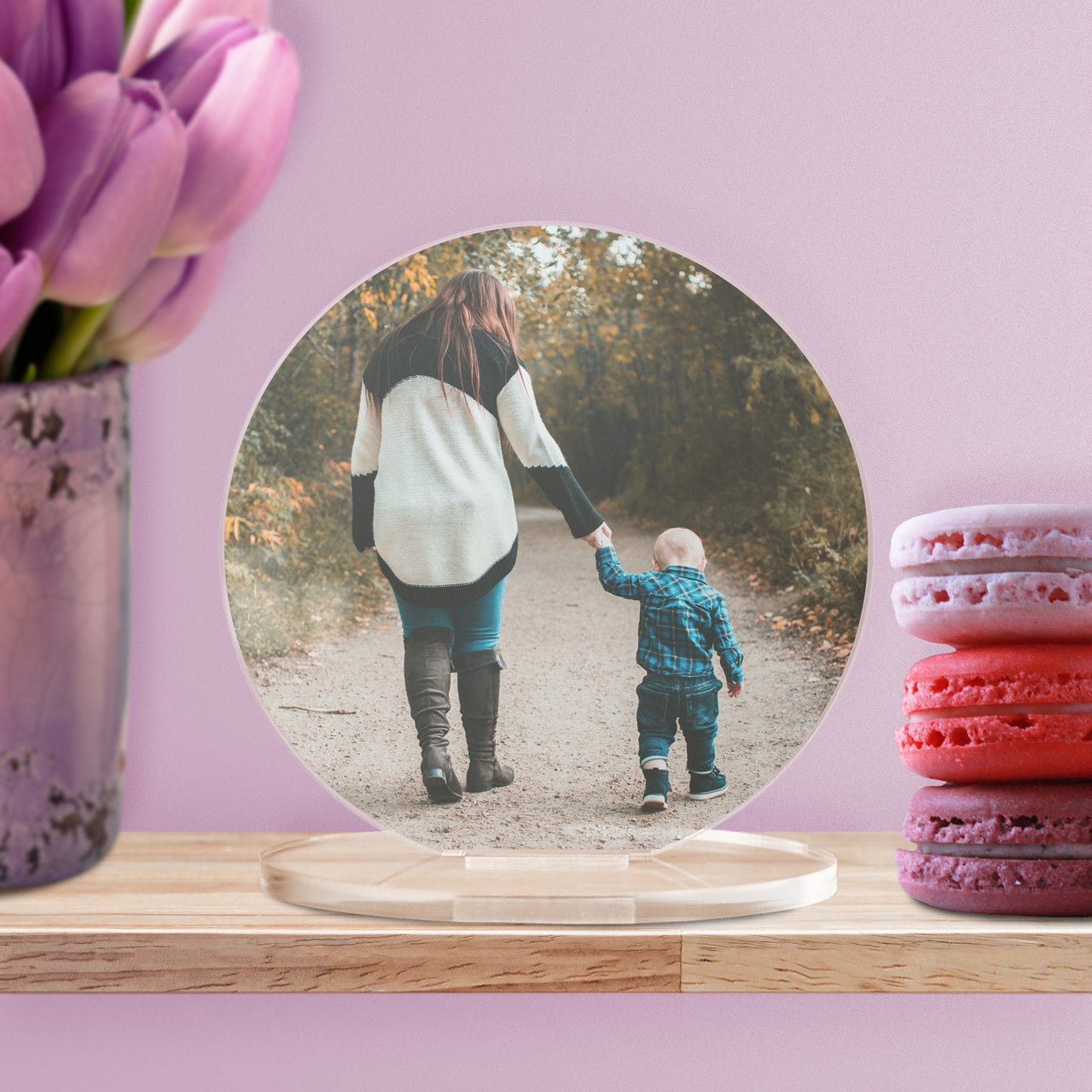 Personalised Full Photo Upload Circle Plaque - Engagement Gift - 100mm