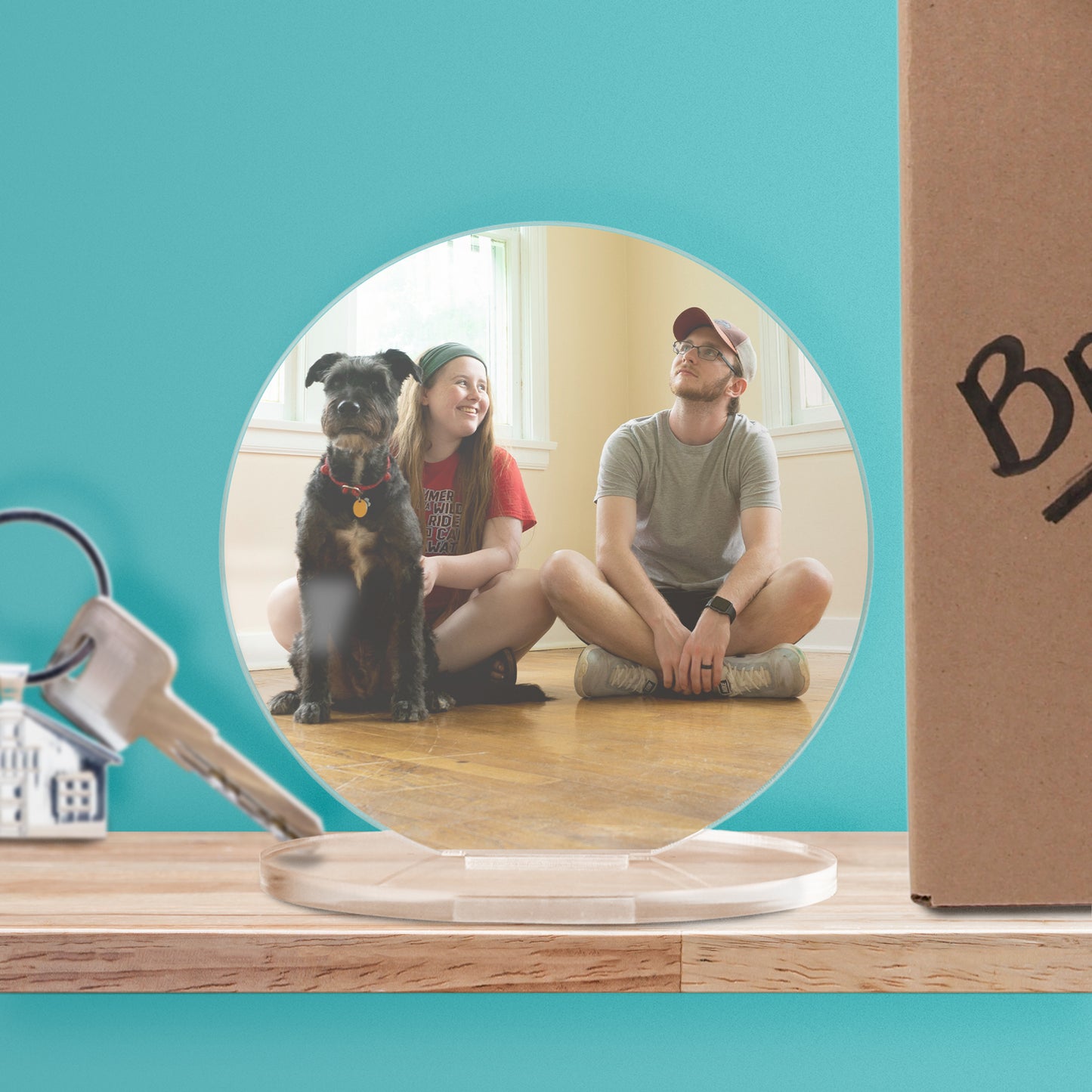 Personalised Full Photo Upload Circle Plaque - Engagement Gift - 100mm