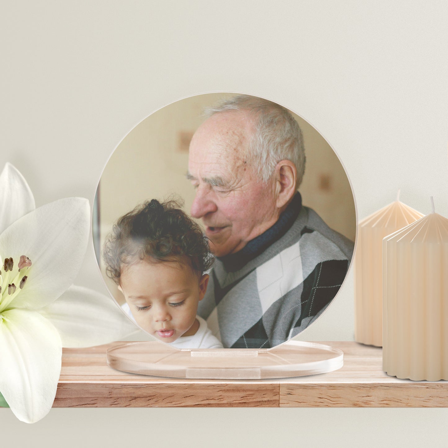 Personalised Full Photo Upload Circle Plaque - Engagement Gift - 100mm