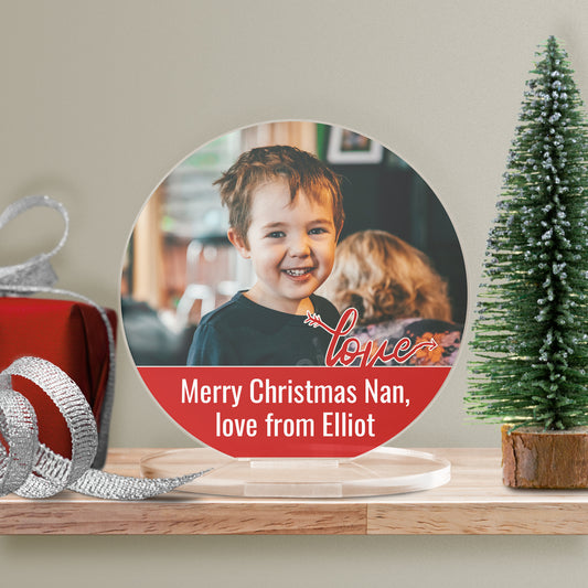Personalised Love Photo Upload Circle Plaque - Christmas Gift - 100mm