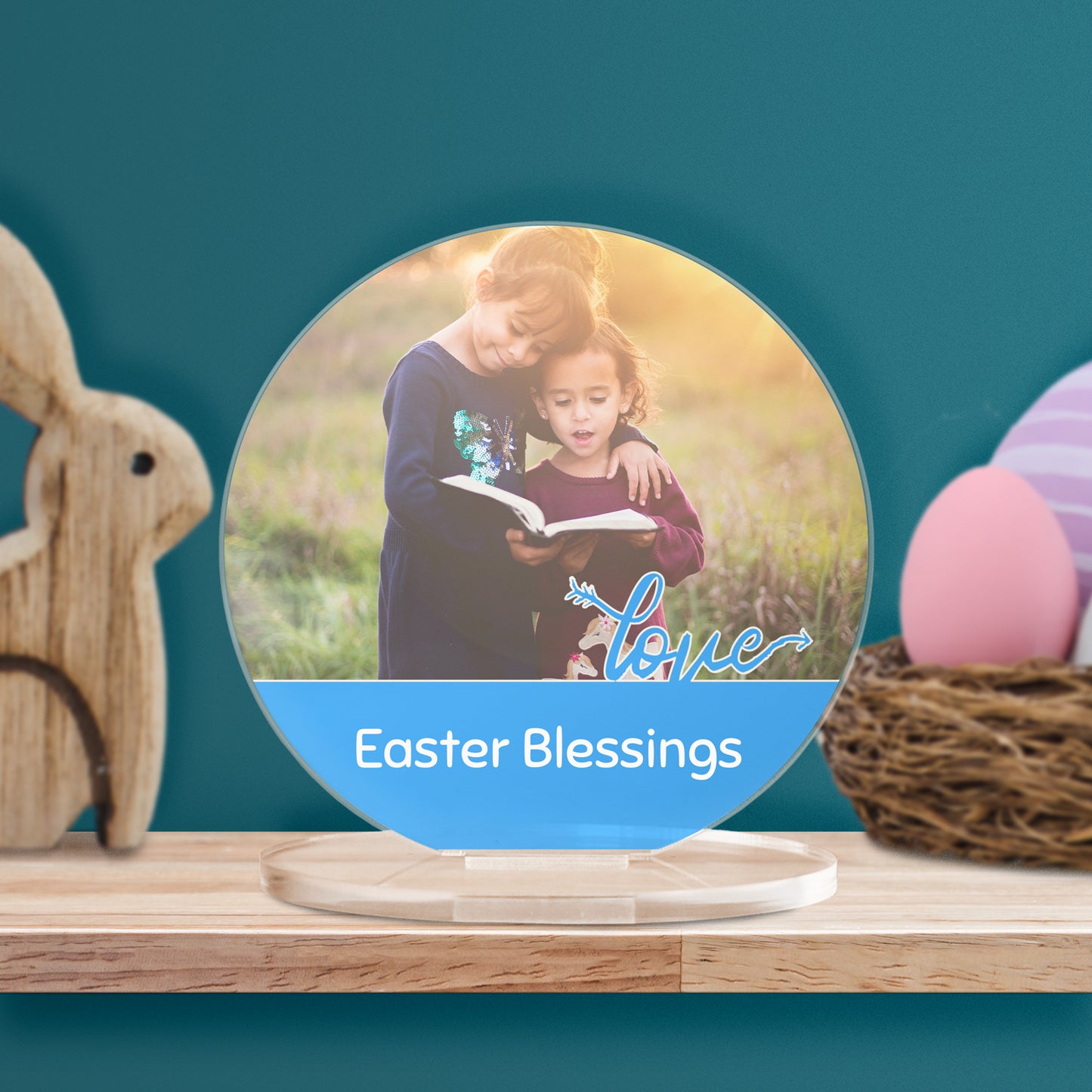 Personalised Love Photo Upload Circle Plaque - Easter Gift - 100mm