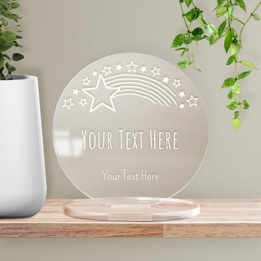 Personalised Star Design Circle Plaque - 100mm