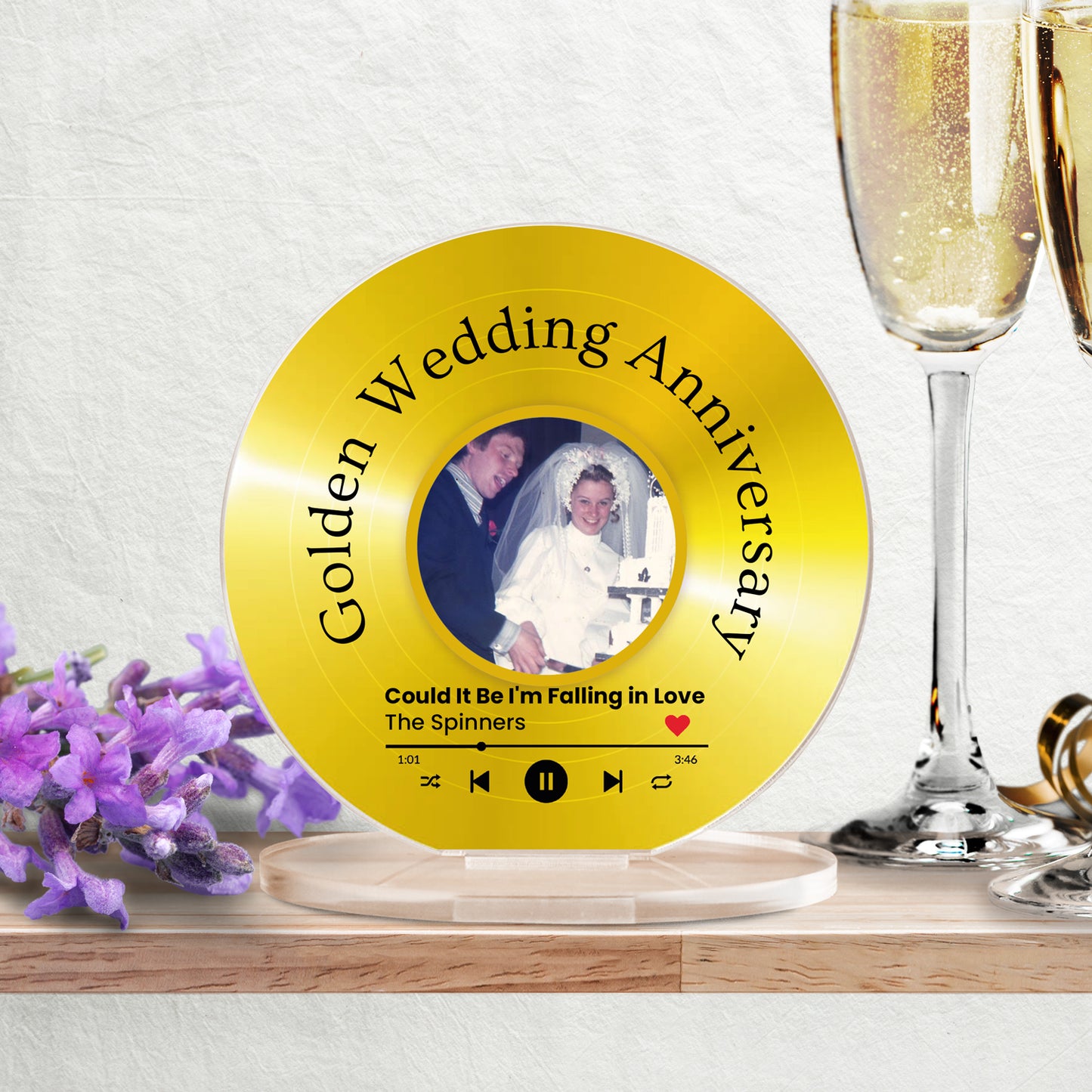 Personalised Upload Vinyl Music Circle Plaque - Valentine's Day - 100mm