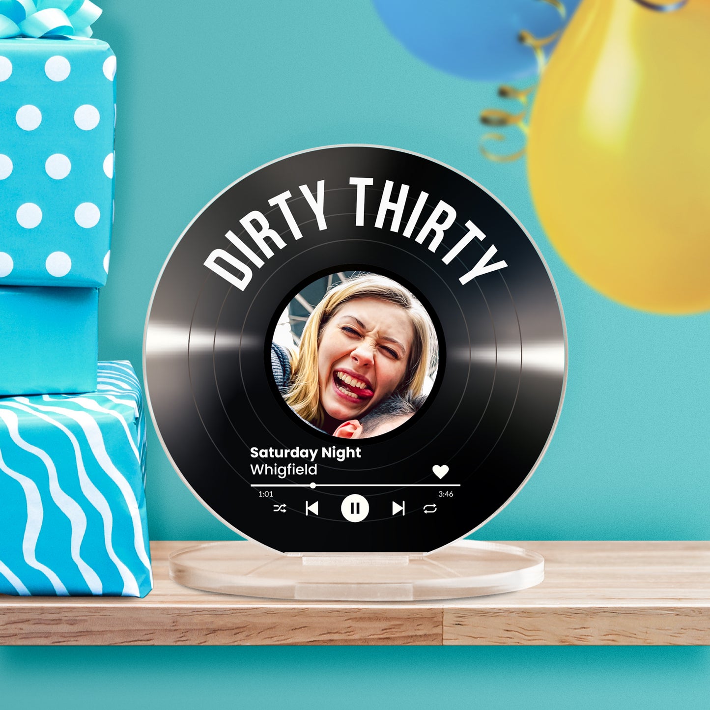 Personalised Upload Vinyl Music Circle Plaque - Valentine's Day - 100mm