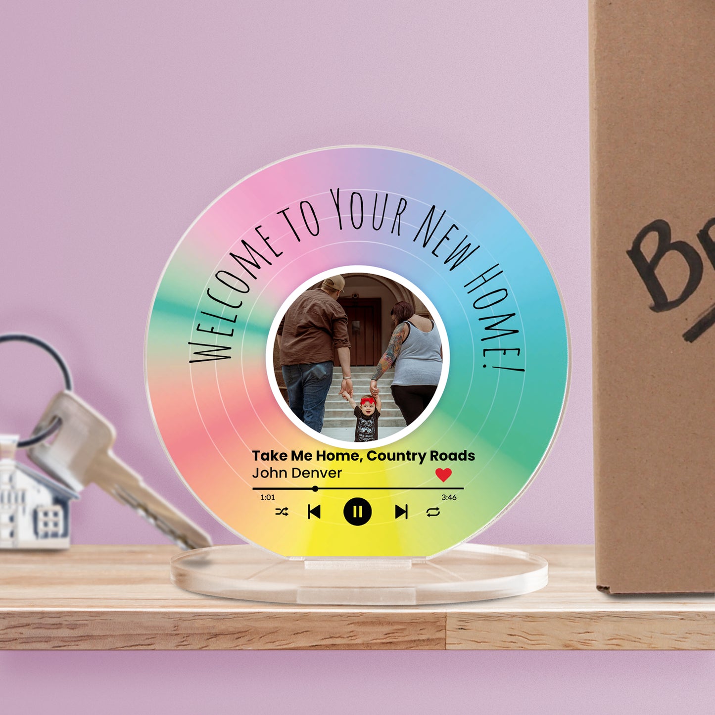Personalised Upload Vinyl Music Circle Plaque - Valentine's Day - 100mm