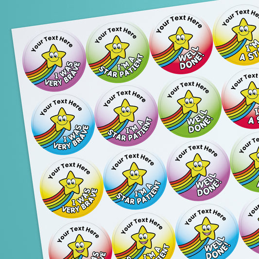 35 Personalised Healthcare Rainbow Star Stickers - 37mm