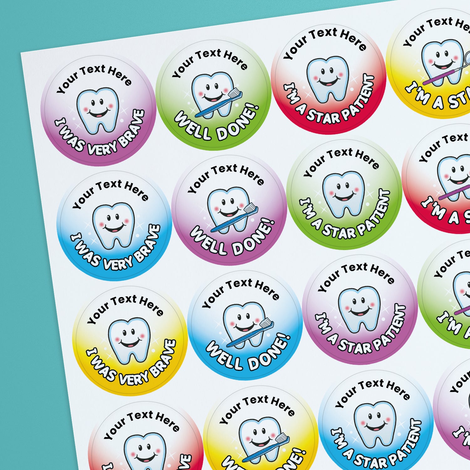 Happy Dental Tooth And Toothbrush Emoji Cartoon Vinyl Decal Sticker (4" Tall