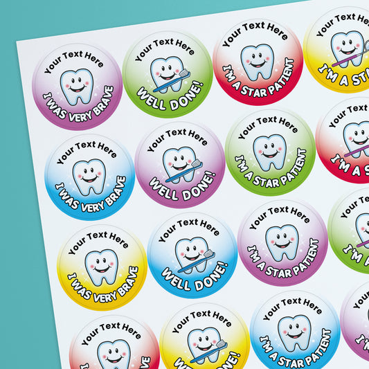 35 Personalised Healthcare Dentist Stickers - 37mm