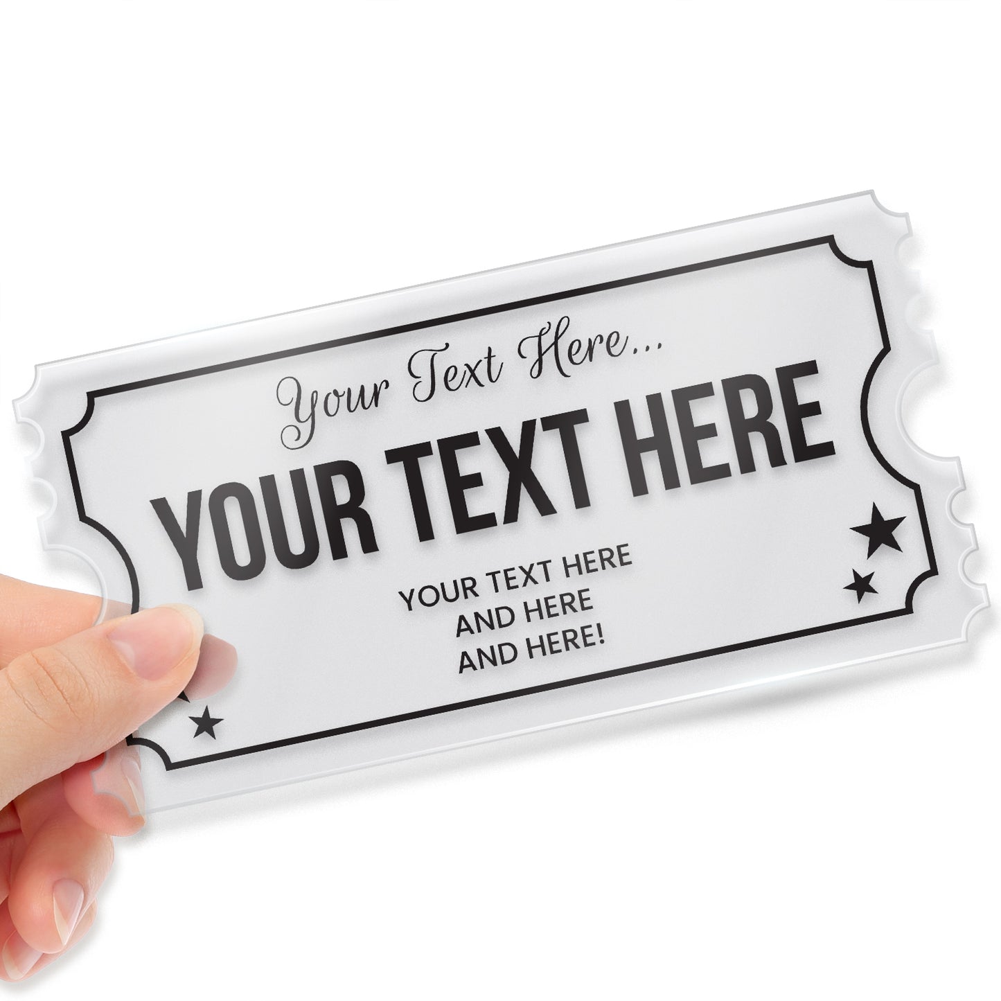 Personalised Frosted Acrylic Ticket/Voucher - Mother's Day - 140mm x 70mm
