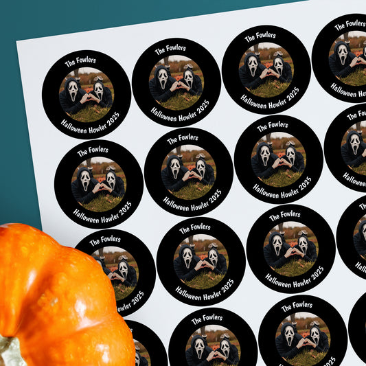 35 Upload Your Own Image Circle Stickers - Halloween - 37mm