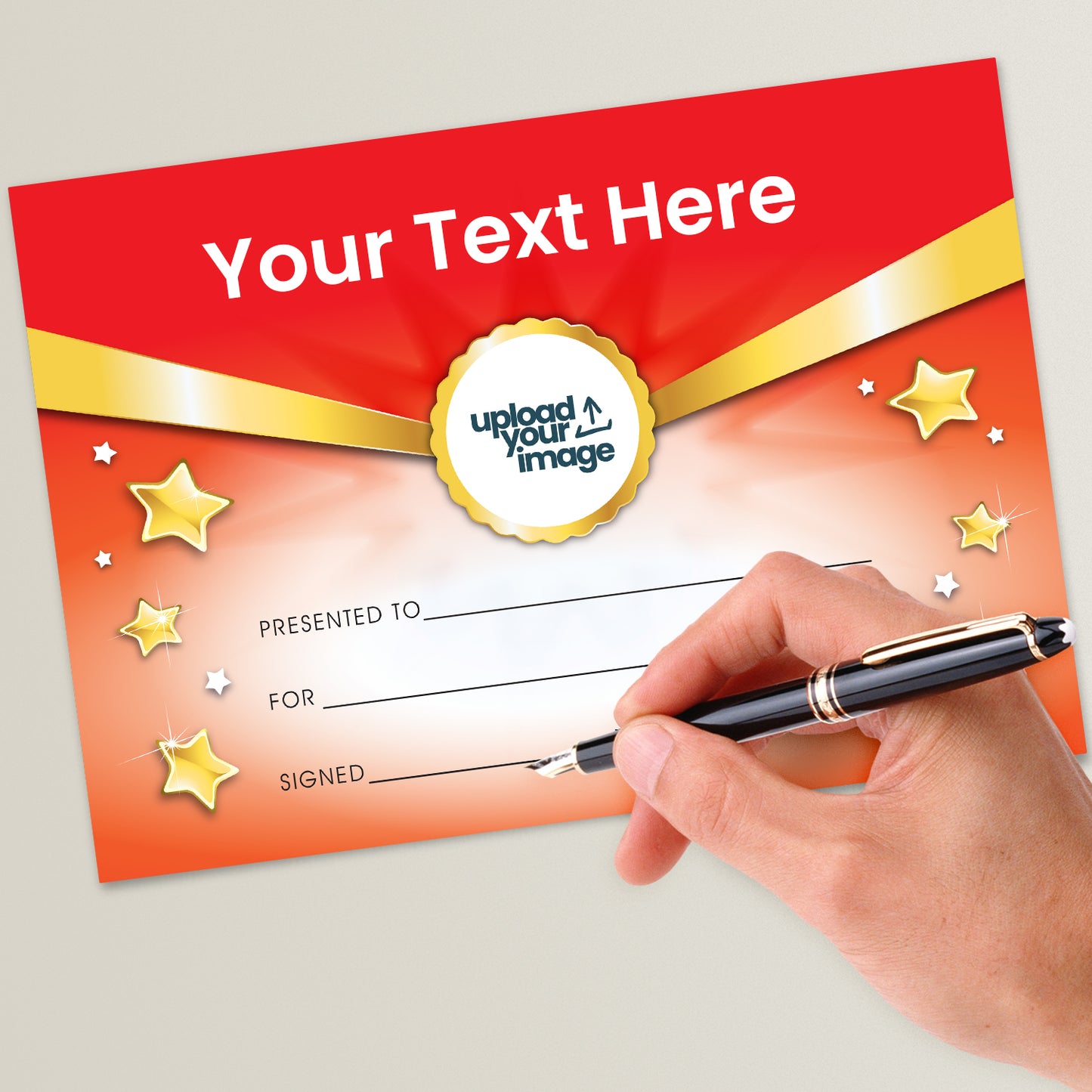 Upload Your Own Image Certificate - Centre - A5