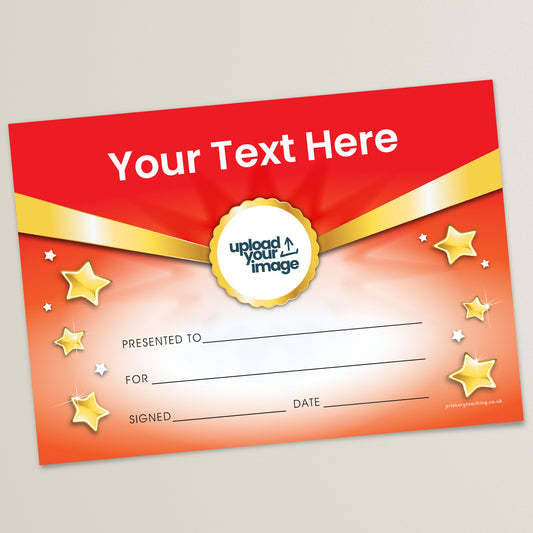 Upload Your Own Image Certificate - Centre - A5