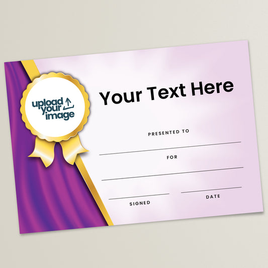 Upload Your Own Image Certificate - Left - A5