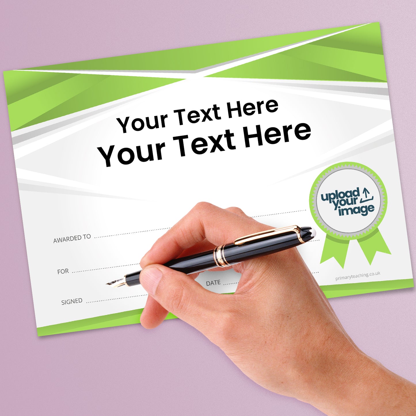 Upload Your Own Image Certificate - Right - A5