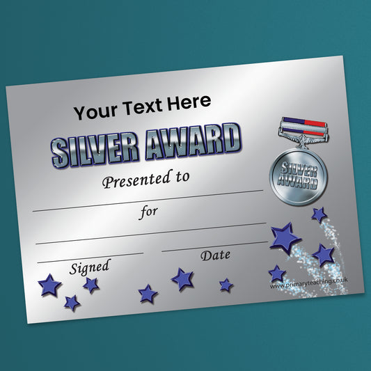 Personalised Silver Award Certificate - A5